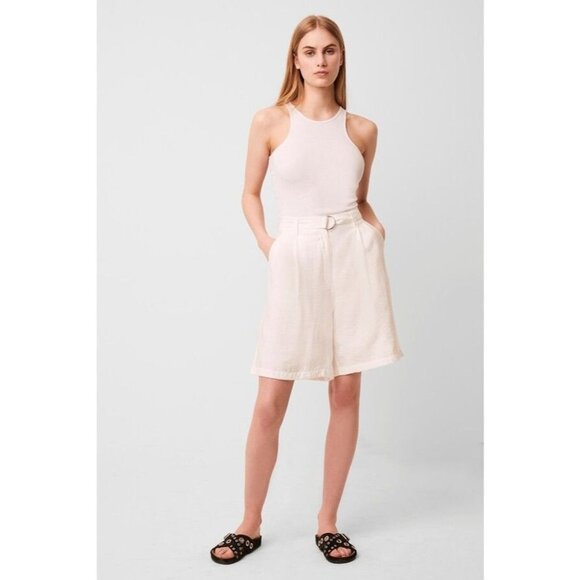 NWT French Connection Brekhna Drape Bermuda Shorts Summer Time‎ White Size 0 - Picture 1 of 7